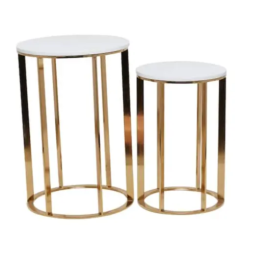 16" Gold Iron Contemporary Accent Table Set {1}