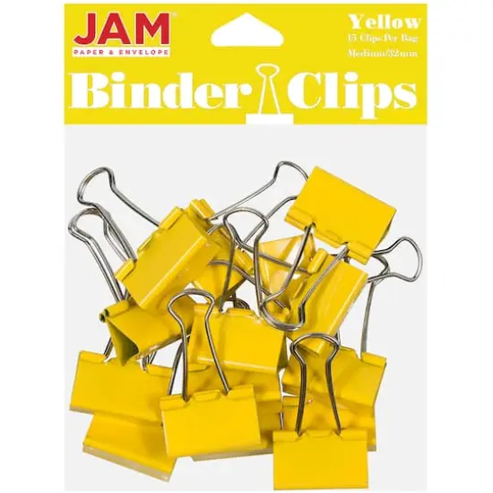 JAM Paper 1.25" Colorful Binder Clips, 30ct. Yellow {3}