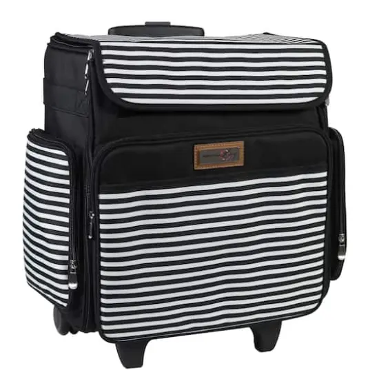 Everything Mary Black & White Stripe Rolling Scrapbook Storage Tote {3}
