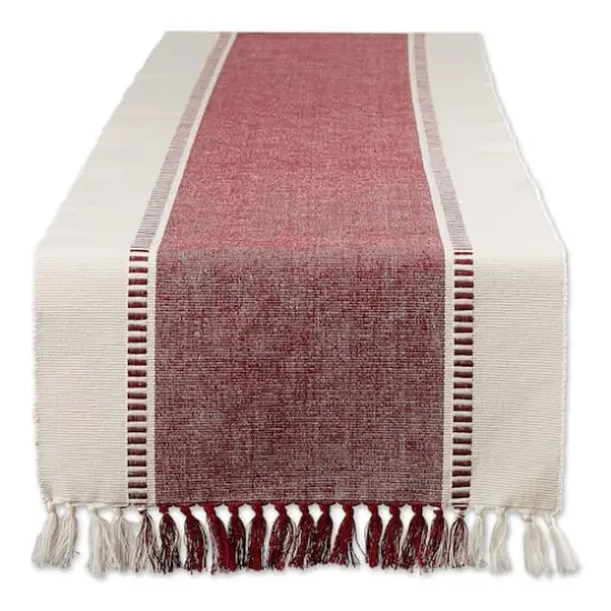 DII&reg; 72" Redwood Striped Fringe Ribbed Table Runner {1}