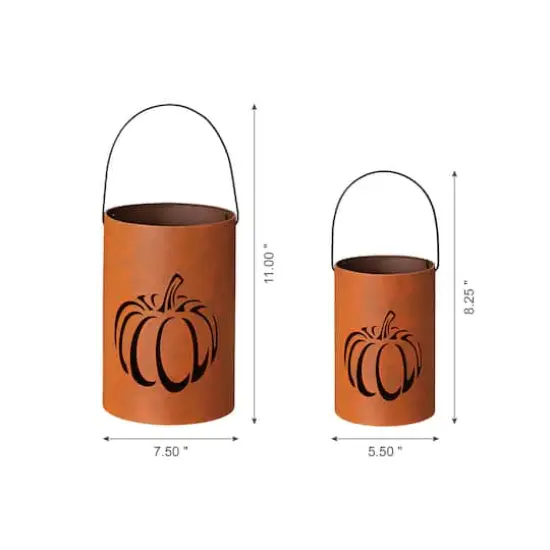 Glitzhome&reg; Metal Cutout Pumpkin Bucket Set {4}