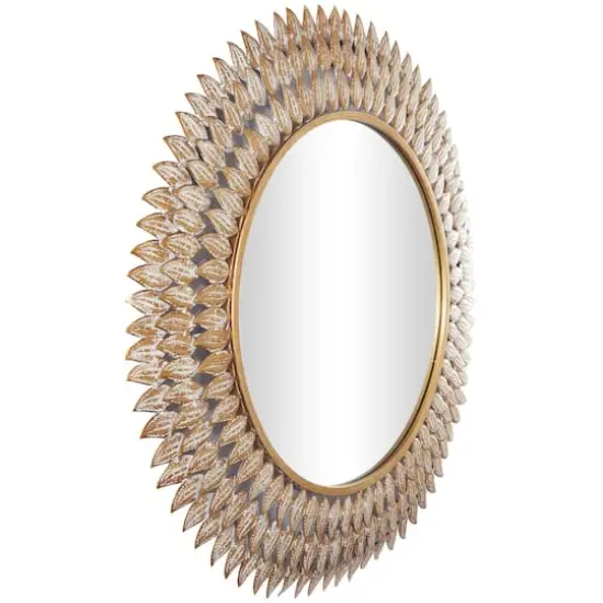Gold Metal Radial Leaf Wall Mirror 32" x 1" x 32" {3}