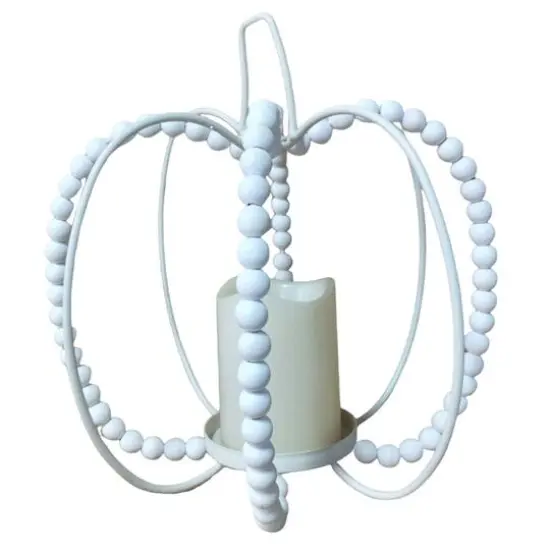 10.5" Bead LED Lighted Pumpkin Lantern by Ashland&reg; White {4}