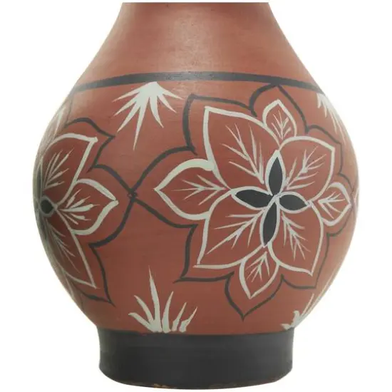 Orange Ceramic Floral Vase Set with 3 Different Patterns & Shapes {10}