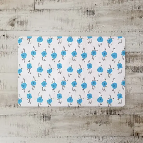 Blue Blooms 27" x 18" Floor Mat {3}