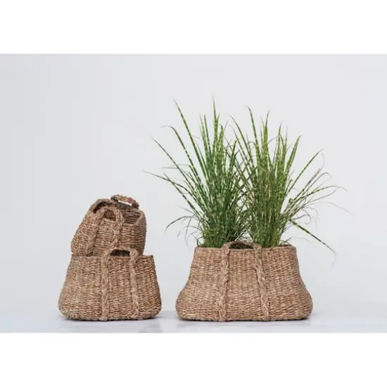 Hello Honey&reg; Brown Natural Seagrass Baskets with Handles Set {4}