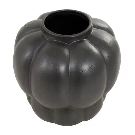 13" Black Speckled Ceramic Bubble Ribbed Vase {4}
