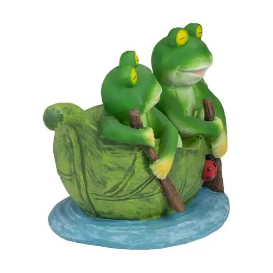 10" Green Frogs in a Lily Pad Outdoor Garden Statue {4}
