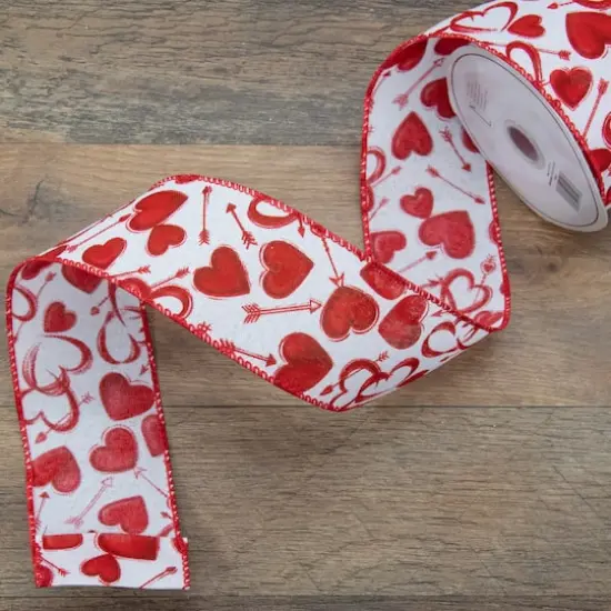 2.5" x 10yd. Hearts & Arrows Valentine's Day Wired Craft Ribbon {3}