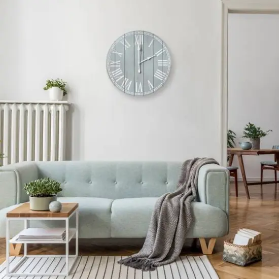 Elegant Designs 23" Wood Plank Coastal Wall Clock Light Aqua Wash {5}