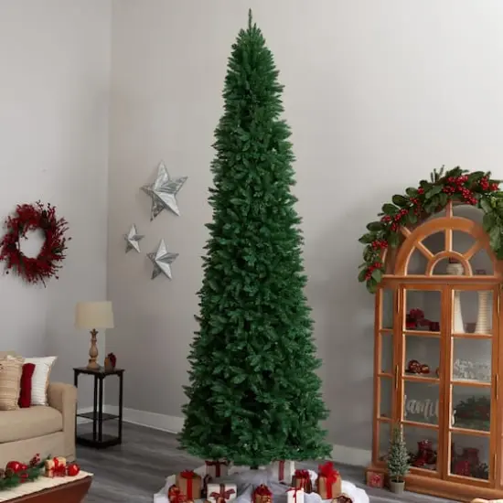 12ft. Unlit Slim Green Mountain Pine Artificial Christmas Tree {6}