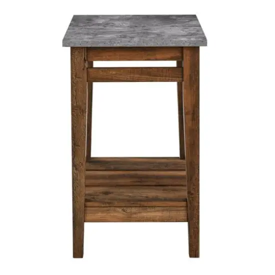 Walker Edison 18" Dark Concrete & Reclaimed Barnwood Farmhouse Trim Side Table {4}