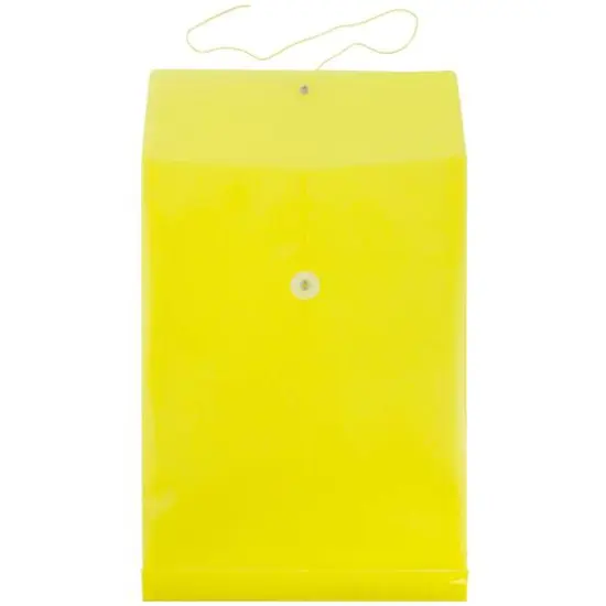 JAM Paper Legal Size Plastic Envelopes with Button & String Tie Closure, 12ct. Yellow {4}