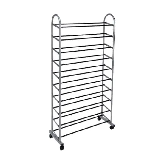 Simplify Gray 10-Tier Mobile Shoe Rack {1}
