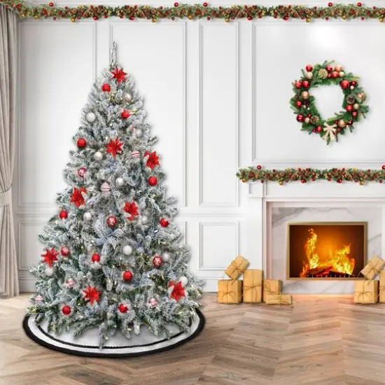 9ft. Pre-Lit Snowy Hudson Artificial Christmas Tree, Warm White LED Lights {8}