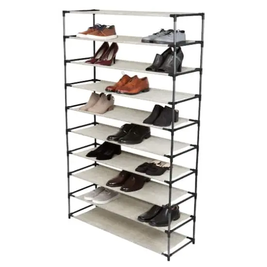 Simplify Black 10-Tier 50 Pair Shoe Rack {4}