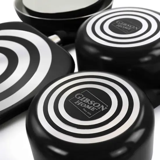 Gibson Home® 11-Piece Black Gazebo Ceramic Nonstick Aluminum Cookware Set {5}