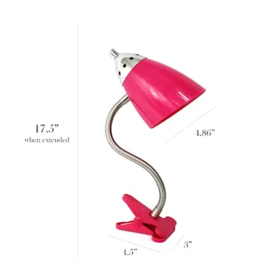 LimeLights 17.5" Flossy Flexible Gooseneck Clip Light Desk Lamp Pink {3}