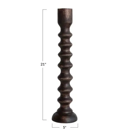 Hello Honey&reg; Hand Carved Wood Taper Candle Holder {6}