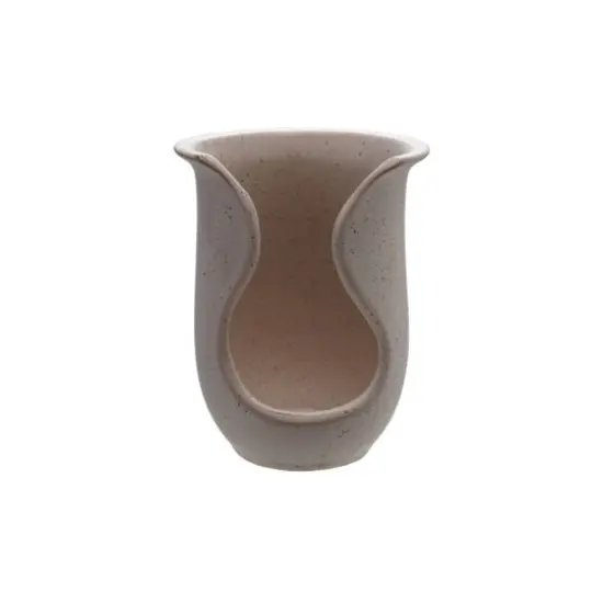 Hello Honey Stoneware Speckled Spoon Holder with Reactive Glaze, Beige {1}