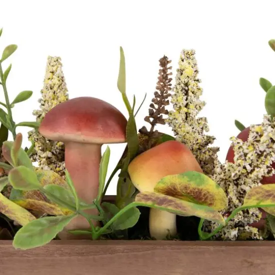 19" Mushroom & Foliage Wooden Fall Harvest Hanging Basket {6}