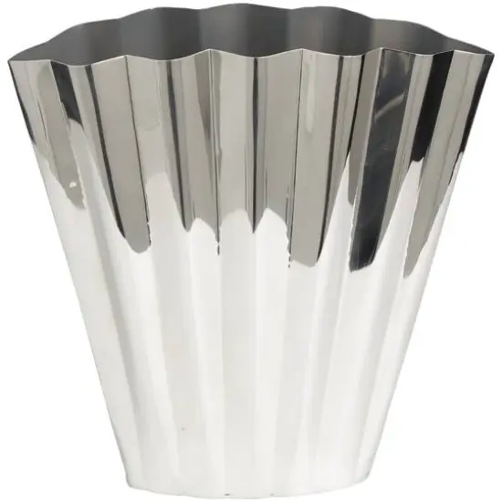 15" Silver Stainless Steel Vase with Zig Zag Edging {5}