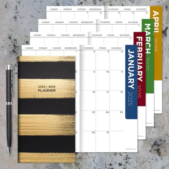 TF Publishing 2025 - 2026 Black & Gold Small Monthly Pocket Planner {8}
