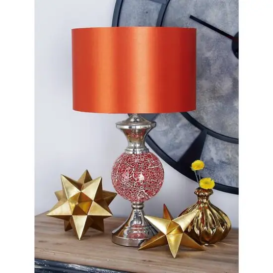 Set of 2 Red Glass Glam Table Lamp, 25" {11}