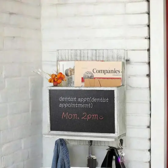 NEX™ 16" Olive Green Wall-Mounted Key & Mail Holder with Chalkboard {1}