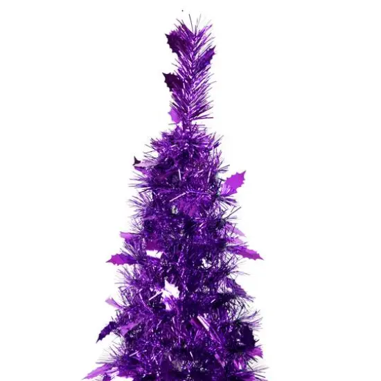 4ft. Unlit Purple Tinsel Pop-Up Artificial Christmas Tree {6}