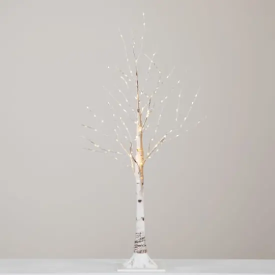 3ft. Pre-Lit White Birch Artificial Christmas Tree, Warm White LED Lights {9}