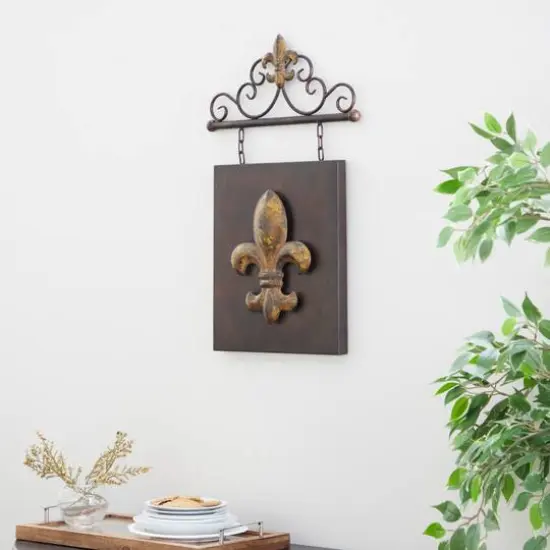 Bronze Metal Fleur de Lis Wall Decoration {4}
