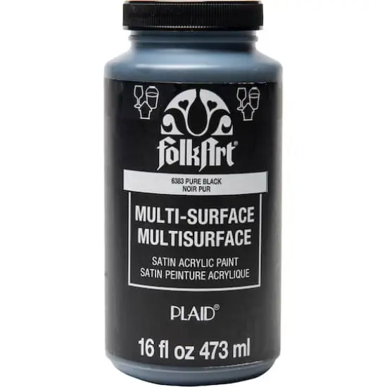 FolkArt&reg; Multi-Surface Satin Acrylic Paint, 16oz. 6383 Pure Black {1}