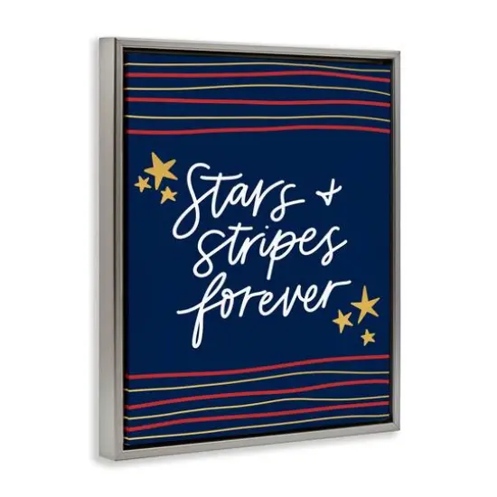 Stupell Industries Stars Stripes Forever Americana Independence Day Floater Framed Art Gray {4}