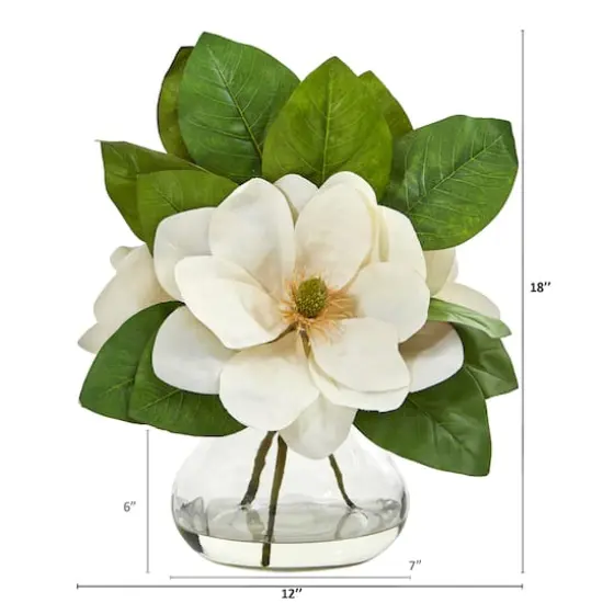 Magnolia Artificial Arrangement in Glass Vase {3}