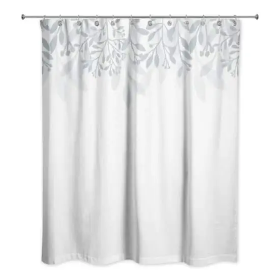 Floral Banner Shower Curtain, 71" x 74" White/Blue {1}
