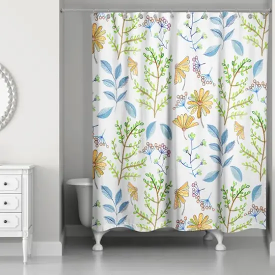 Spring Flowers Shower Curtain White {3}