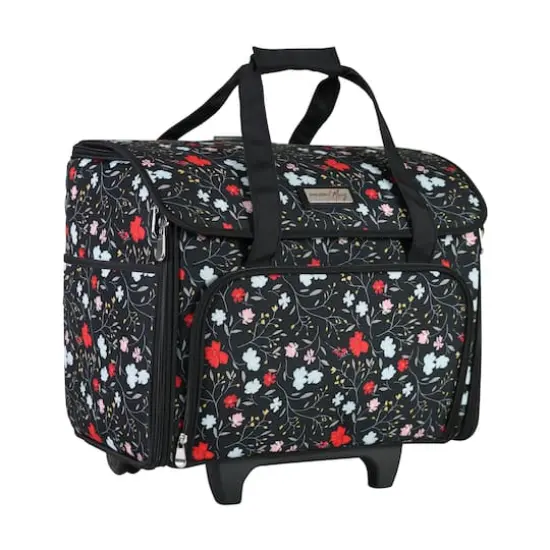 Everything Mary Black Floral Teacher Rolling Tote {1}