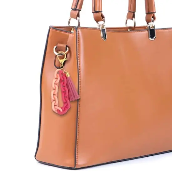 Blue Moon Studio&trade; Pink Chain Link Bag Charm with Tassel {3}