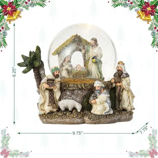 Glitzhome® Lighted Musical Snowflakes Nativity Scene Waterglobe {9}