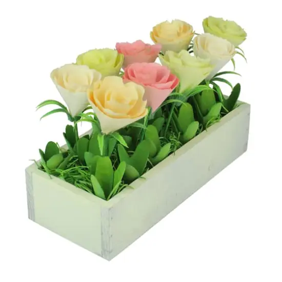 6" Springtime Artificial Flowers in Pot {3}