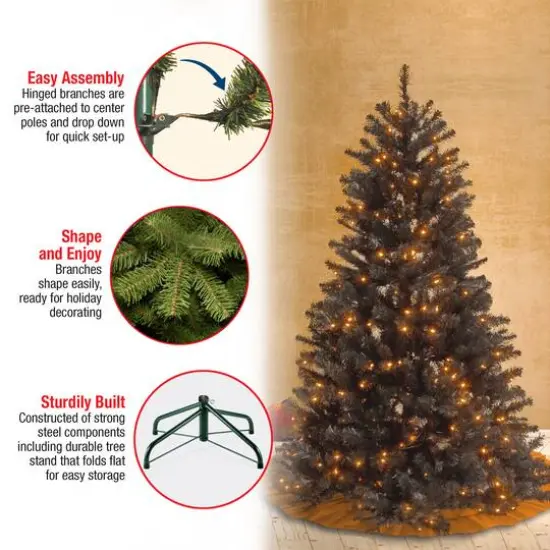 4.5ft. Pre-Lit North Valley&reg; Black Spruce Artificial Christmas Tree, Clear Lights {6}