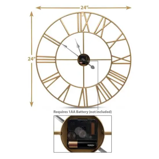 Sorbus&reg; 24" Round Oversized Wall Clock Gold {7}