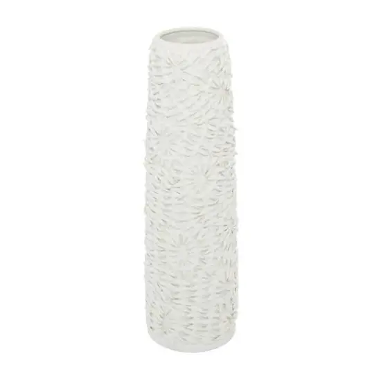 White Ceramic Contemporary Vase, 21" x 6" x 6" {3}