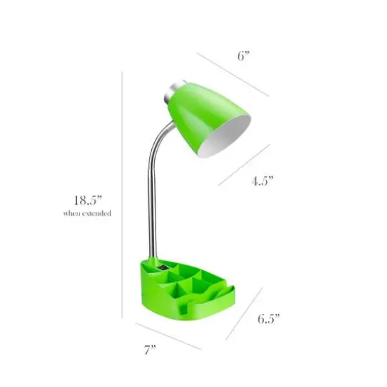 LimeLights 18.5" Gooseneck Organizer Desk Lamp with Tablet Stand Green {3}