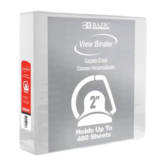 BAZIC&reg; 2" Slant D Ring View Binder with 2 Pockets, 6ct. White {4}
