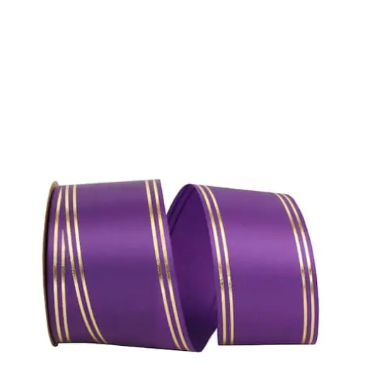 The Ribbon Roll 2.5" x 50yd. Quad Stripe Ribbon Purple {1}