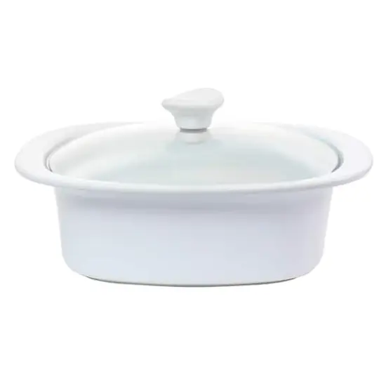 Gibson Elite&reg; 1.9qt. White Ceramic Casserole with Glass Lid {1}