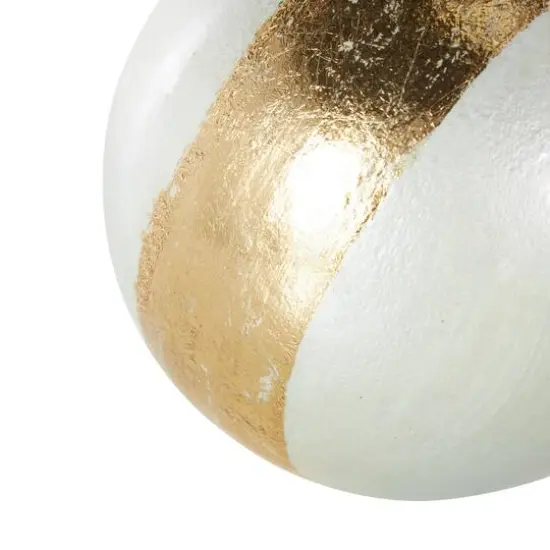 White with Gold Stripe Abstract Brushed Decorative Orbs & Vase Filler Set {10}