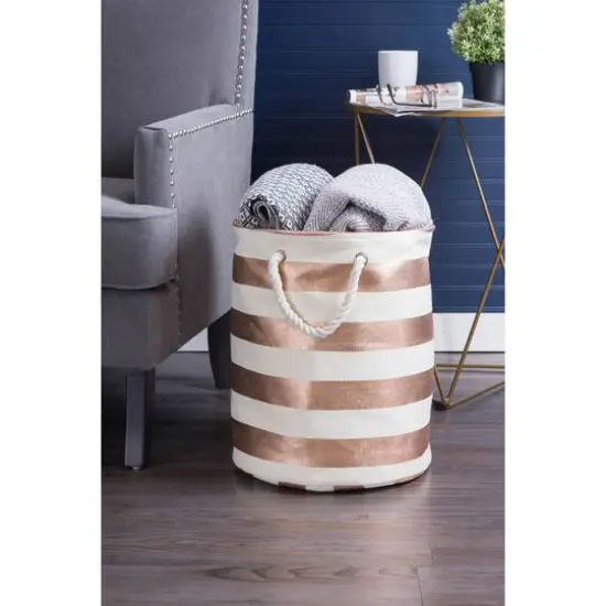 DII&reg; Large Stripe Round Paper Bin Copper Stripe {7}